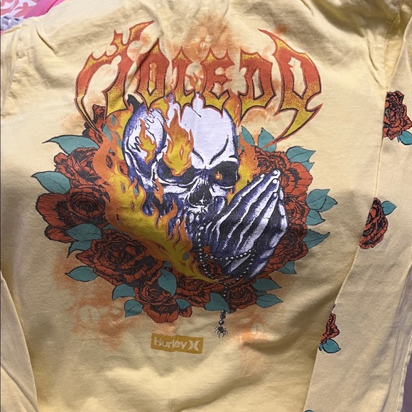 Hurley skull yellow long sleeve Sm.5 Tie-Dye Shorts🏝️ - Picture 5 of 13